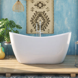 DreamLine Nile 59 in. L x 28 in. H Acrylic Freestanding Bathtub with Chrome Finish