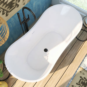 DreamLine Nile 59 in. L x 28 in. H Acrylic Freestanding Bathtub with Satin Black Finish
