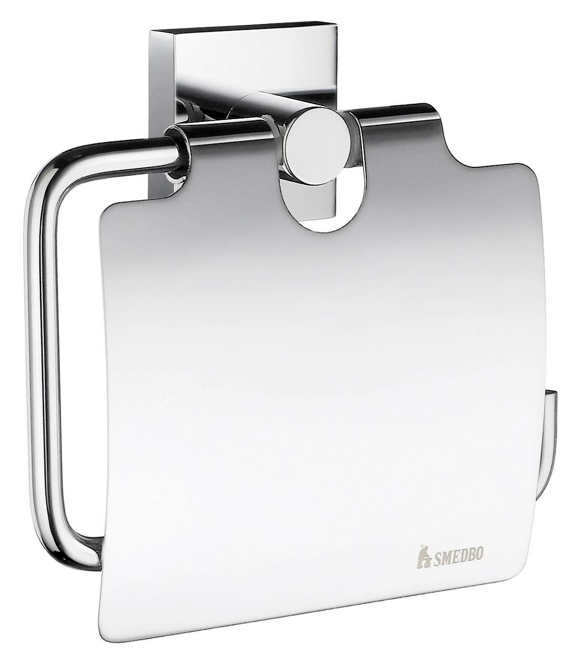 Smedbo House Toilet Roll Holder with Cover in Polished Chrome
