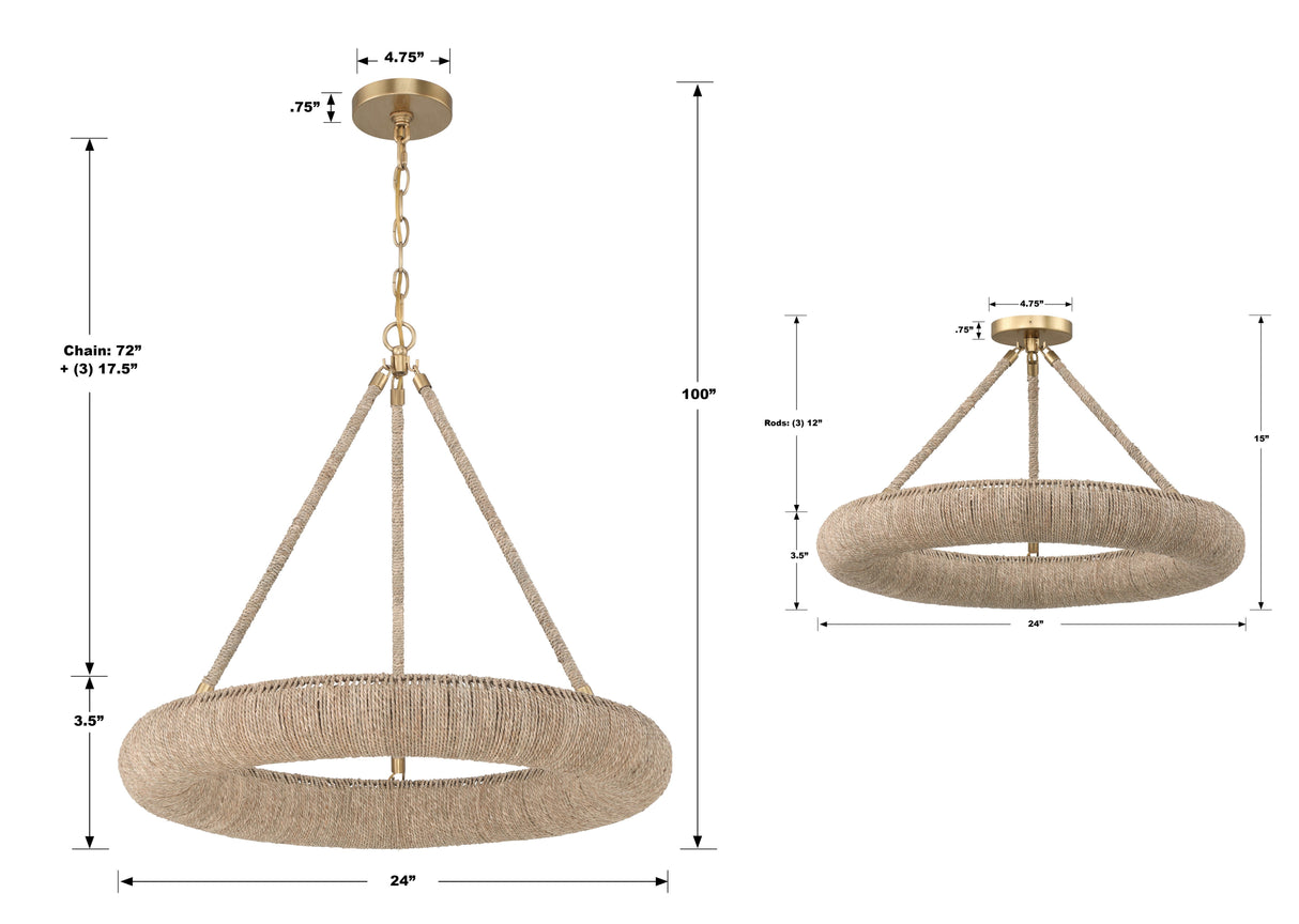 Oakley Integrated LED Soft Gold Chandelier OAK-7536-SG