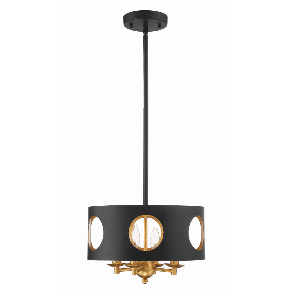 Odelle 4 Light Black + Antique Gold Mini Chandelier ODE-700-BK-GA