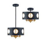 Odelle 4 Light Black + Antique Gold Mini Chandelier ODE-700-BK-GA