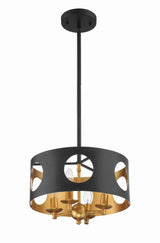 Odelle 4 Light Black + Antique Gold Mini Chandelier ODE-700-BK-GA