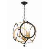 Odelle 4 Light Black + Antique Gold Chandelier ODE-704-BK-GA