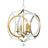 Odelle 4 Light Matte White + Antique Gold Chandelier ODE-704-MT-GA