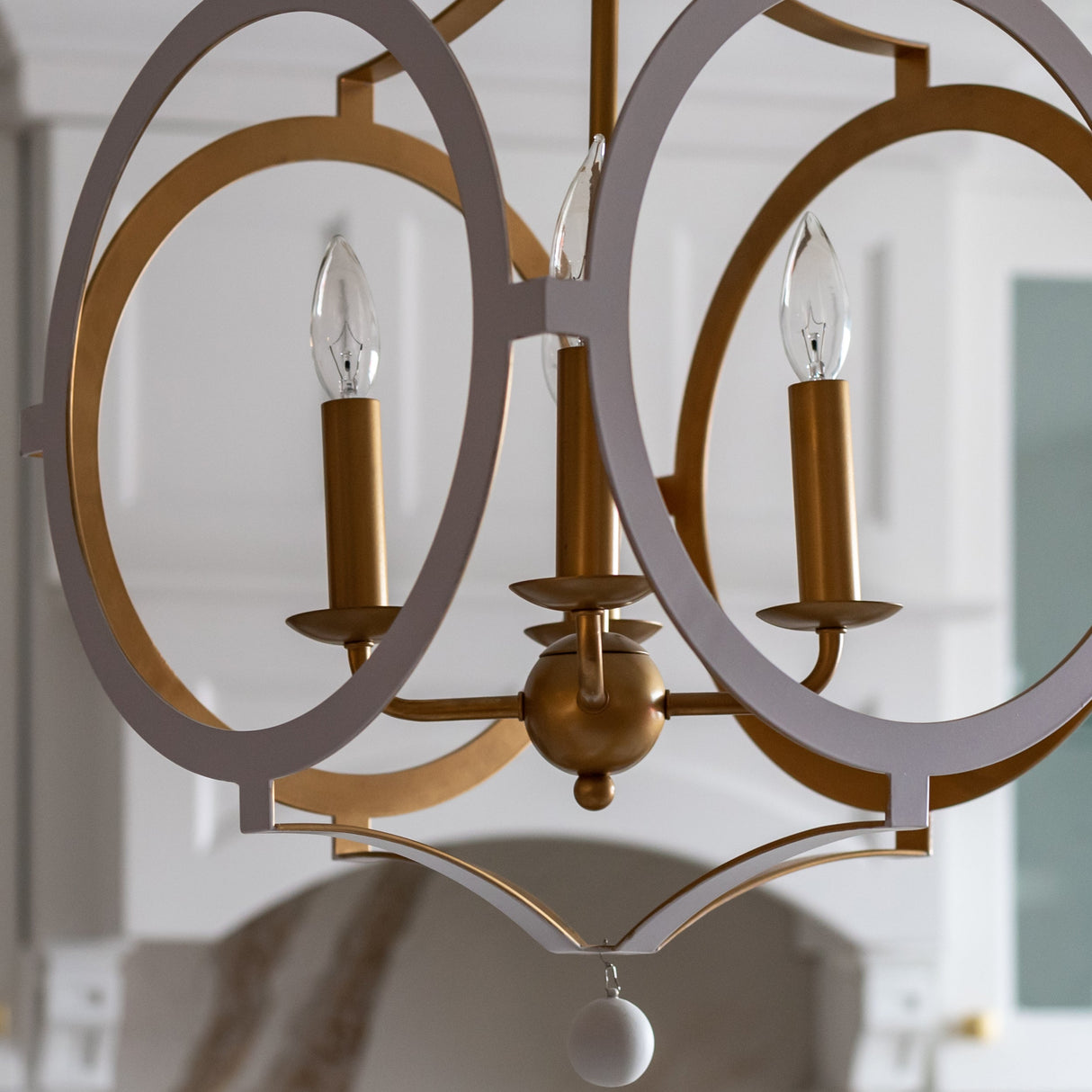 Odelle 4 Light Matte White + Antique Gold Chandelier ODE-704-MT-GA