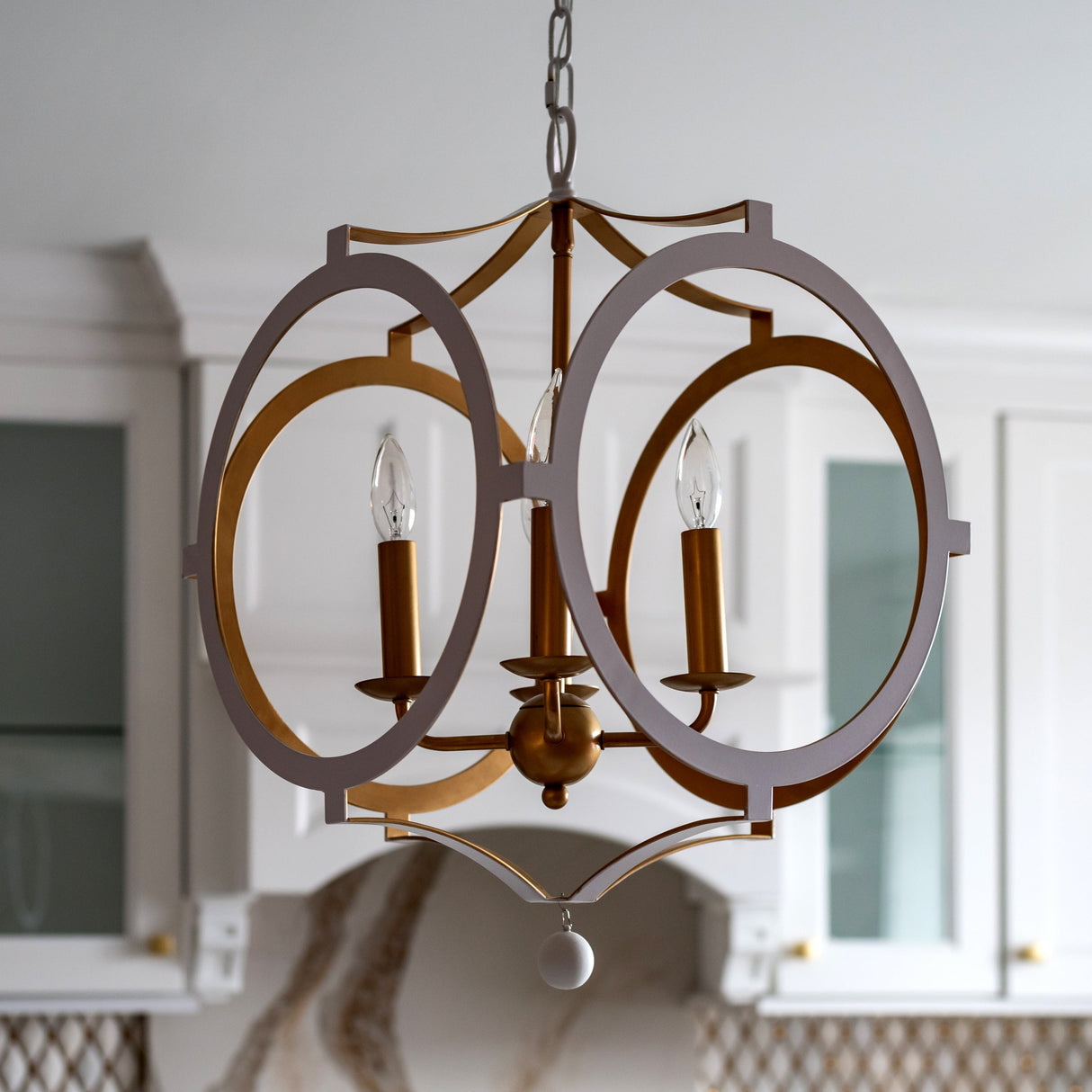 Odelle 4 Light Matte White + Antique Gold Chandelier ODE-704-MT-GA