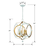 Odelle 4 Light Matte White + Antique Gold Chandelier ODE-704-MT-GA