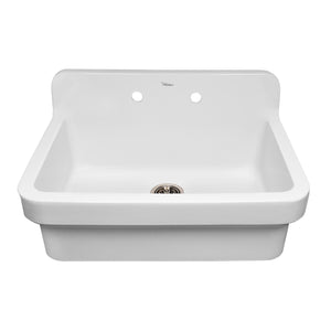 Old Fashioned Country Fireclay Utility Sink with High Backsplash