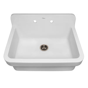 Old Fashioned Country Fireclay Utility Sink with High Backsplash