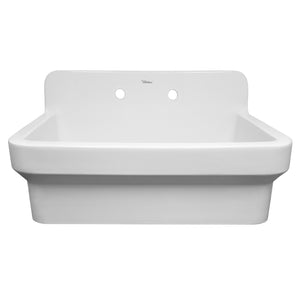 Old Fashioned Country Fireclay Utility Sink with High Backsplash