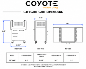 Coyote C3FTCART Cart for 30" Flat Top Grill, Stainless Steel - image 2