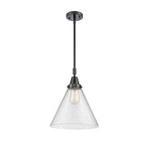 Innovations Lighting Franklin Restoration Large Cone 8" Sconce - Black Antique Brass / Seedy Glass (LED)