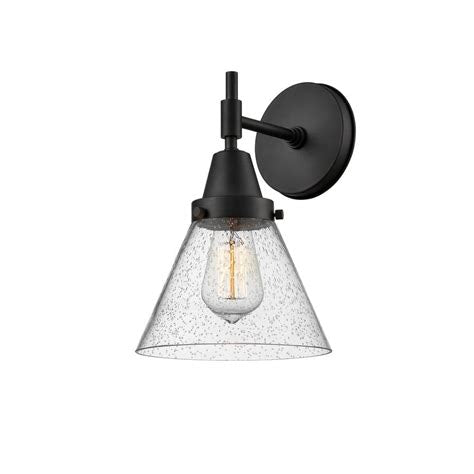 Innovations Lighting Cone 8" Wall Sconce - Matte Black / Seedy Glass (LED)