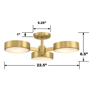 Orson 3 Light Modern Gold Semi Flush Mount ORS-733-MG