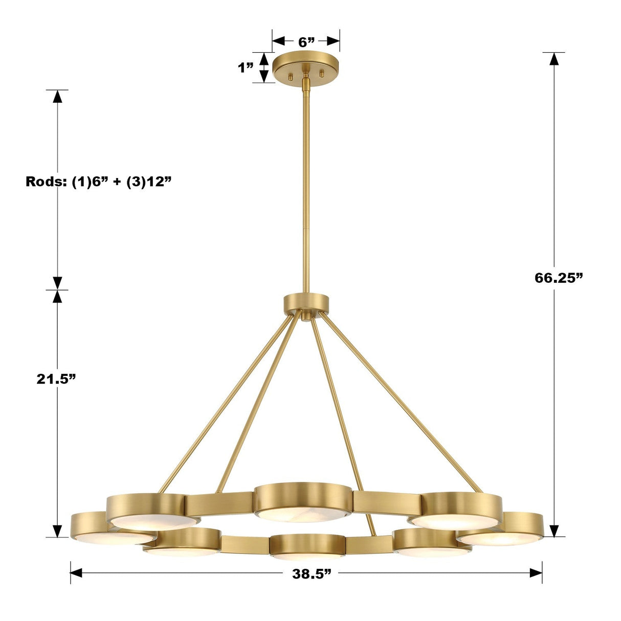 Orson 8 Light Modern Gold Chandelier ORS-738-MG