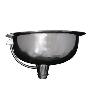 Nantucket Sinks OVS-OF 17.5 Inch x 13.75 Inch Hand Hammered Stainless Steel Oval Undermount Bathroom Sink With Overflow