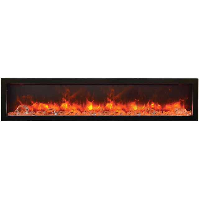 Amantii BI-50-SLIM-OD Panorama Slim Full View Smart Electric  - 50" Indoor /Outdoor WiFi Enabled Fireplace, featuring a MultiFunction Remote, Multi Speed Flame Motor, Glass Media & a Black Trim
