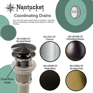 Nantucket Sinks OVS-OF 17.5 Inch x 13.75 Inch Hand Hammered Stainless Steel Oval Undermount Bathroom Sink With Overflow