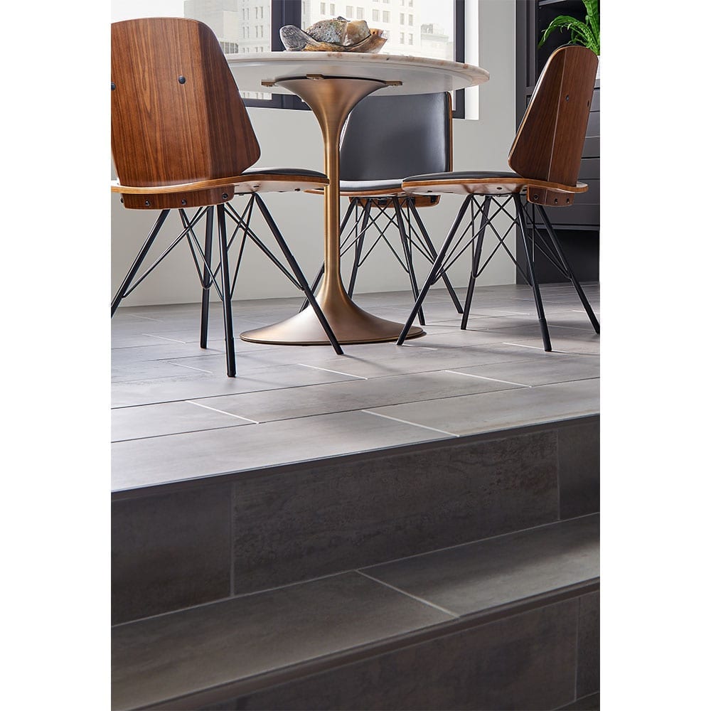 Oxide magnetite 24x48 matte porcelain floor and wall tile NOXIMAG2448 product shot dining room view #Style_Magnite