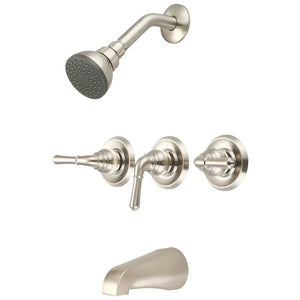 Olympia P-3230-BN Elite Three Handle Tub/Shower Set in Brushed Nickel