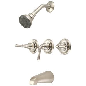 Olympia P-3230-BN Elite Three Handle Tub/Shower Set in Brushed Nickel