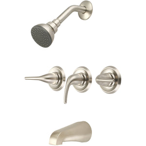 Olympia P-3250-BN Accent Three Handle Tub/Shower Set in Brushed Nickel
