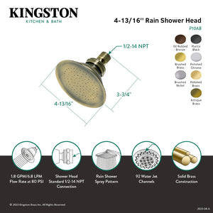 Victorian P10C 4-13/16 Inch Brass Shower Head, Polished Chrome