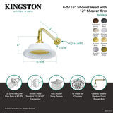 Victorian P60PBCK 6-1/4 Inch Ceramic Shower Head with 12-Inch Shower Arm, Polished Brass