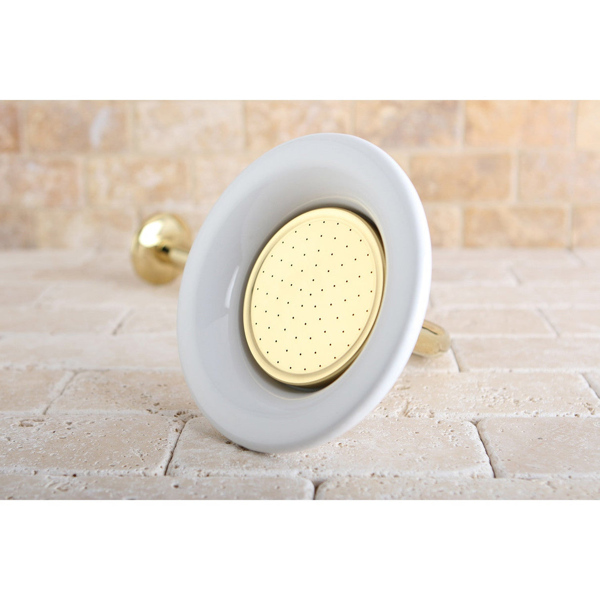 Victorian P60PBCK 6-1/4 Inch Ceramic Shower Head with 12-Inch Shower Arm, Polished Brass