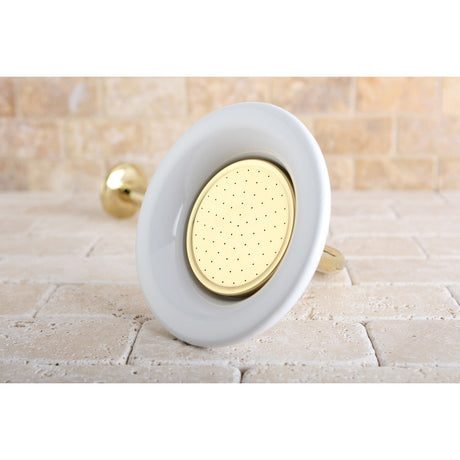 Victorian P60PBCK 6-1/4 Inch Ceramic Shower Head with 12-Inch Shower Arm, Polished Brass