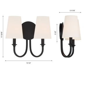 Payton 2 Light Black Forged Sconce PAY-922-BF