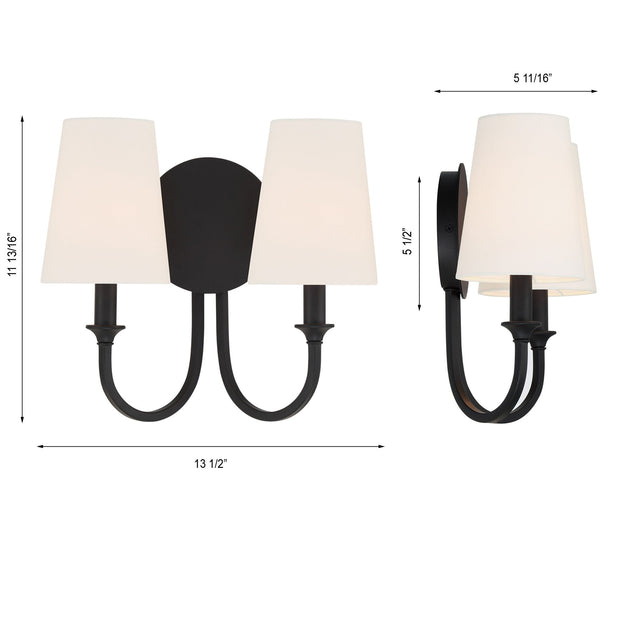 Payton 2 Light Black Forged Sconce PAY-922-BF