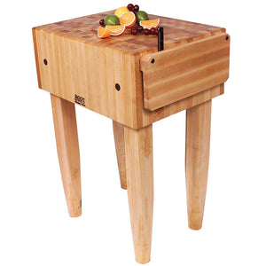 John Boos PCA2-AL Cream Finish Maple Butcher Block with Knife Holder and Alabaster Legs, 24 x18 x 10 inch - 1 Each. PCA BLOCK 24X18X10 W/HOLDER CRM-