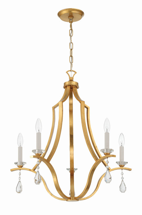 Perry 5 Light Antique Gold Chandelier PER-10405-GA