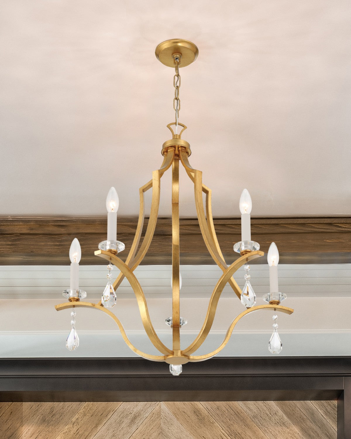 Perry 5 Light Antique Gold Chandelier PER-10405-GA