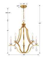 Perry 5 Light Antique Gold Chandelier PER-10405-GA