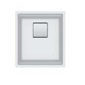 FRANKE PKG11014PWT Peak  16.1-in. x 18.1-in. Polar White Granite Undermount Single Bowl Kitchen Sink - PKG11014PWT In Polar White