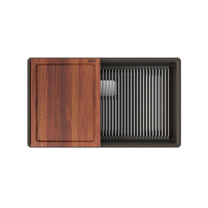 FRANKE PKG11031MOC-WKC Peak Workcenter 32.0-in. x 18.8-in. Mocha Granite Undermount Single Bowl Kitchen Sink In Mocha