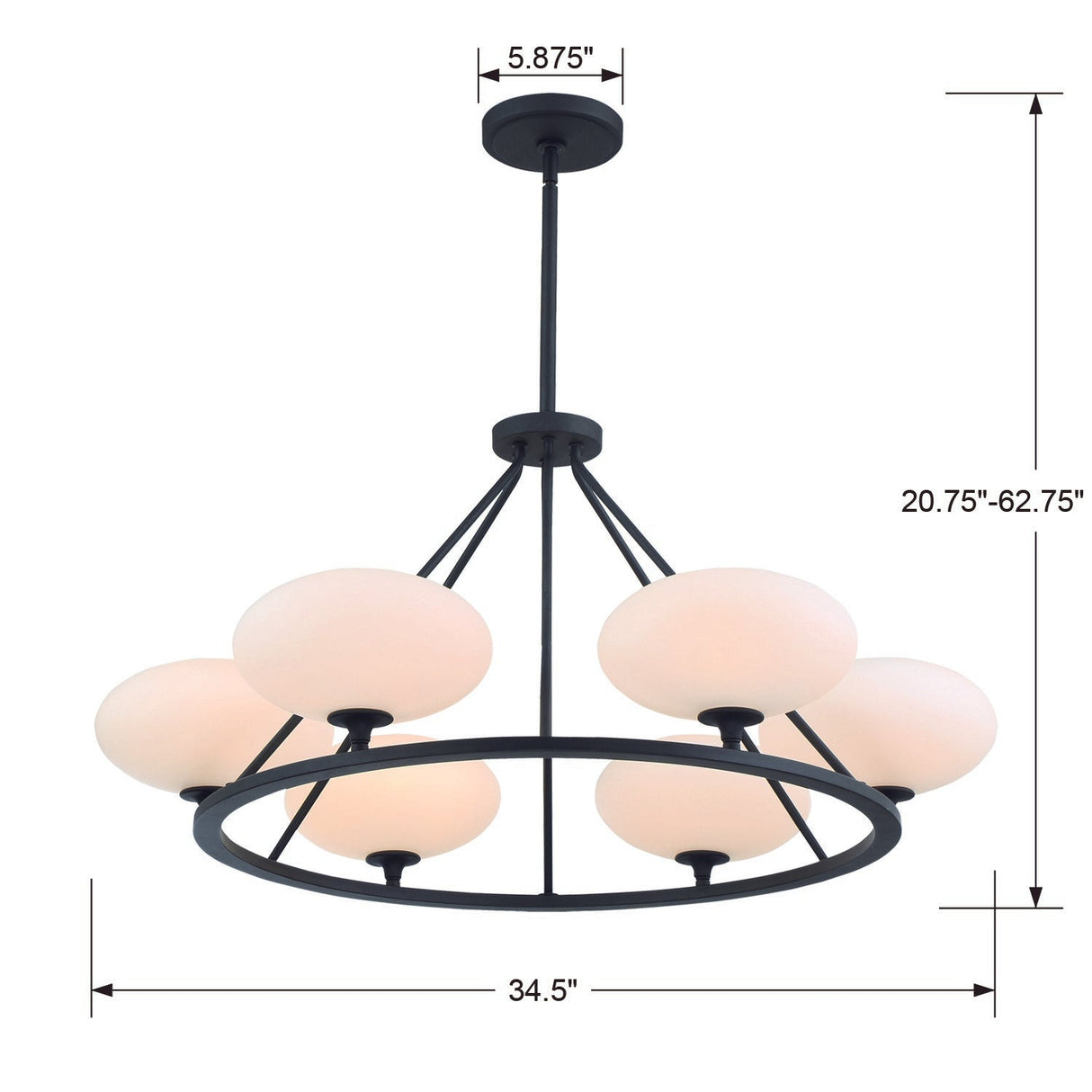 Parker 6 Light Black Forged Chandelier PKR-B8506-BF