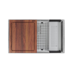 FRANKE PKX11028-WKC Peak Workcenter 29-in. x 18-in. 16 Gauge Stainless Steel Undermount Single Bowl Kitchen Sink In Diamond