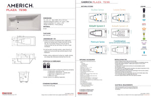 Americh PL7236TA2-WH Plaza 7236 - Tub Only / Airbath 2 - White