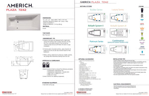 Americh PL7242TA2-WH Plaza 7242 - Tub Only / Airbath 2 - White