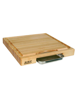 John Boos PM18180225-P Newton Prep Master Reversible 225-P 18" Square Cutting Board with Juice Groove and Pan Cream Mystery Oil (3) 18X18X2.25 MPL-EDGE GR-PREP MASTER-