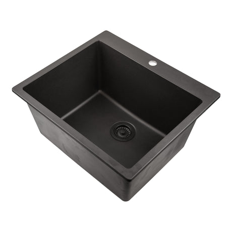 Nantucket Sinks Single Bowl Dual-mount Granite Composite Laundry Sink Black