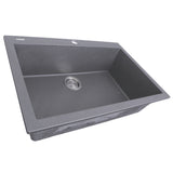 Nantucket Sinks Single Bowl Dual-mount Granite Composite Kitchen Sink Titanium