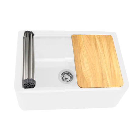 Nantucket Sinks 30-inch Reversible Workstation Granite Composite Apron Sink with Accessory Pack