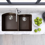 Nantucket Sinks 60/40 Double Bowl Undermount Granite Composite Brown