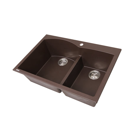Nantucket Sinks 60/40 Double Bowl Dual-mount Granite Composite Brown