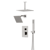 Artos Edge Thermostatic Shower Trim Kit with Wall Mount Shower Head, Ceiling Mount Shower Head, Hand Shower in Brushed Nickel – Wide Control Trim Style – PS107BN